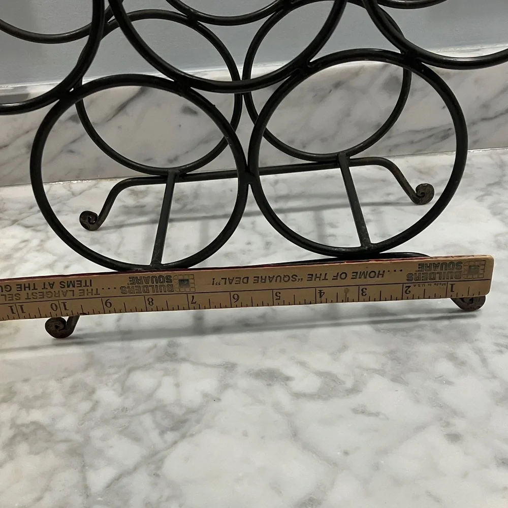 Gray Metal Wine Rack- 7 bottle, free standing, honeycomb style, circular, 4 legs